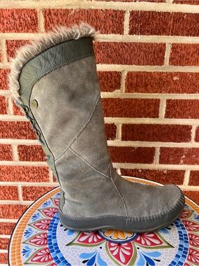 The North Face Winter Boots Womens 8 Gray Suede Water Resistant Faux Fur